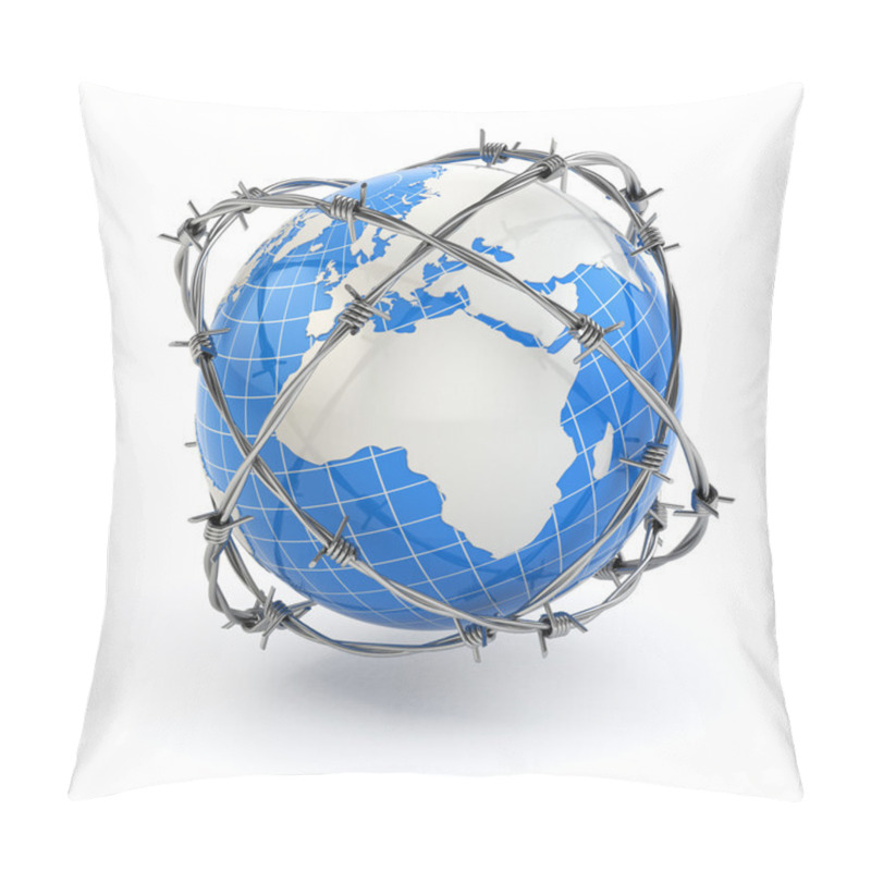 Personality  Earth And Barbed Wire. Conceptual Image. Pillow Covers