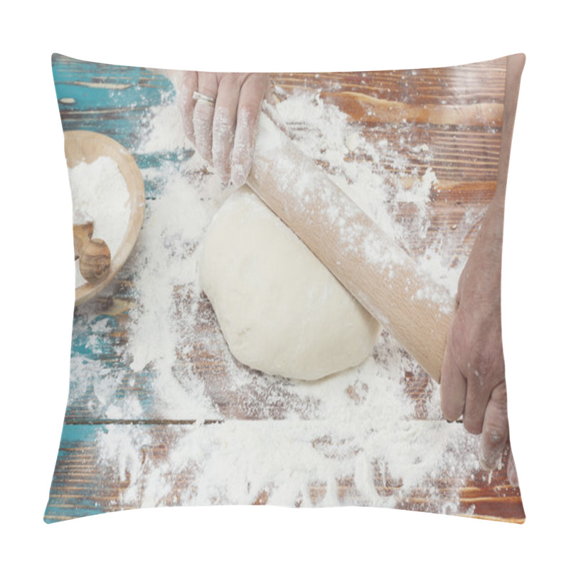 Personality  Woman Pressing Dough With Rolling Pin. Pillow Covers