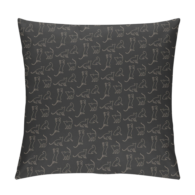 Personality  Dark Background Image With A Pattern Of Beige Silhouettes Of Oriental Cats Pillow Covers