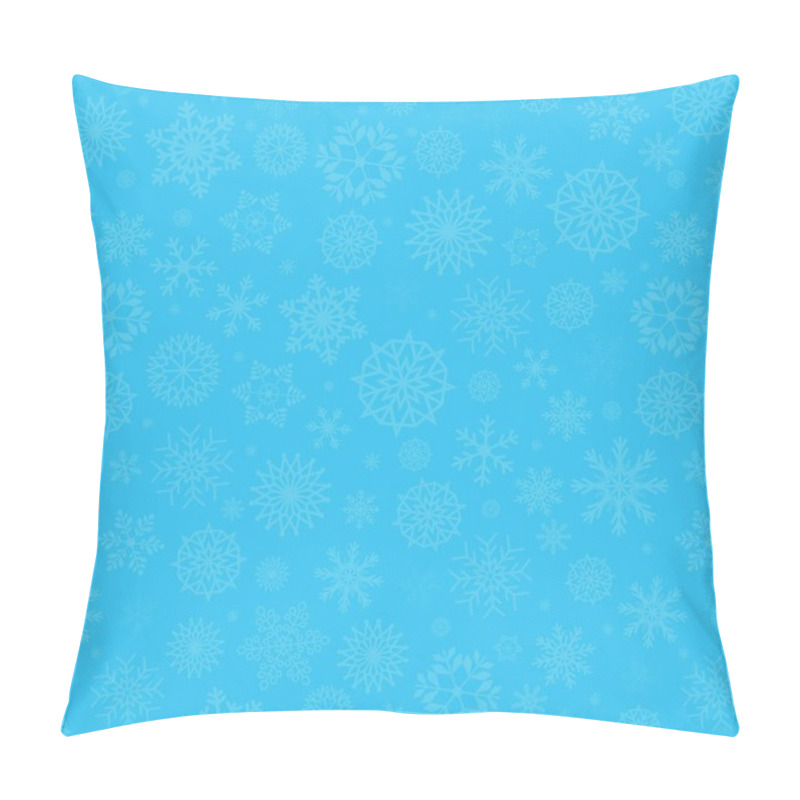 Personality  Winter Blue Background With Fallen Snowflakes. Pillow Covers