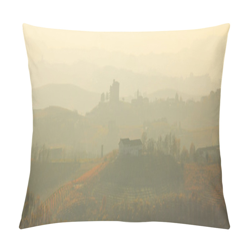 Personality  Haze Over The Hills. Piedmont, Northern Italy. Pillow Covers