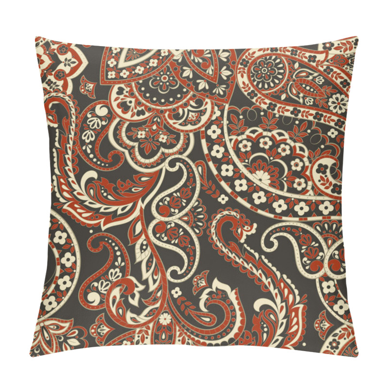 Personality  Floral Seamless Pattern With Paisley Ornament. Vector Illustration In Asian Textile Style  Pillow Covers