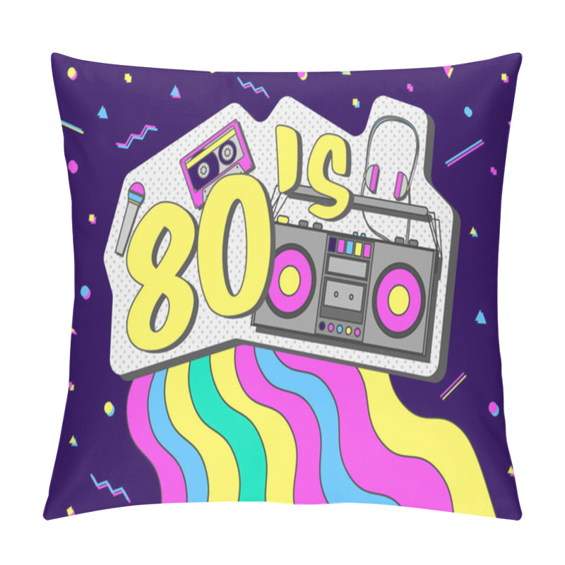 Personality  Retro Music Vector Poster. Pillow Covers