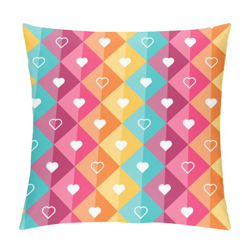 Personality  Pattern - Diamond Shaped Elements And Hearts Pillow Covers