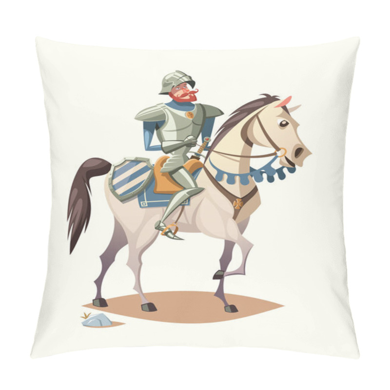 Personality  Knight On Horseback Illustration Pillow Covers