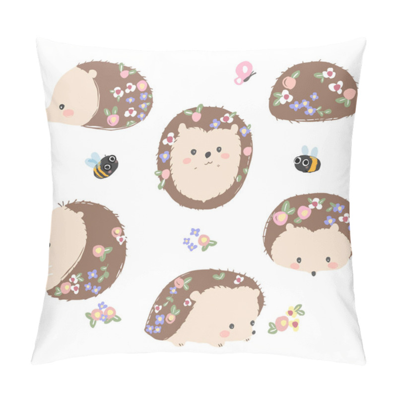 Personality  Cute Hand Drawn Spring Hedgehog Set Pillow Covers