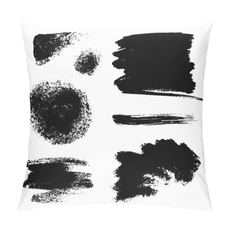 Personality  Monochrome Abstract Vector Grunge Textures. Set Of Hand Drawn Paint Brush Strokes And Stains. Pillow Covers