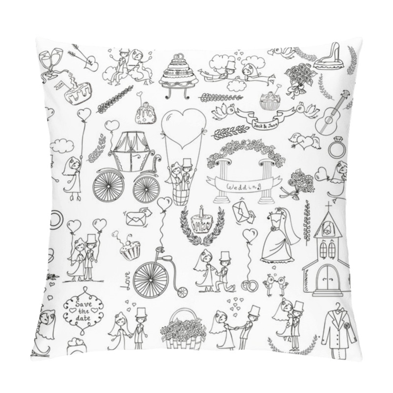 Personality  Doodle Wedding Set Pillow Covers