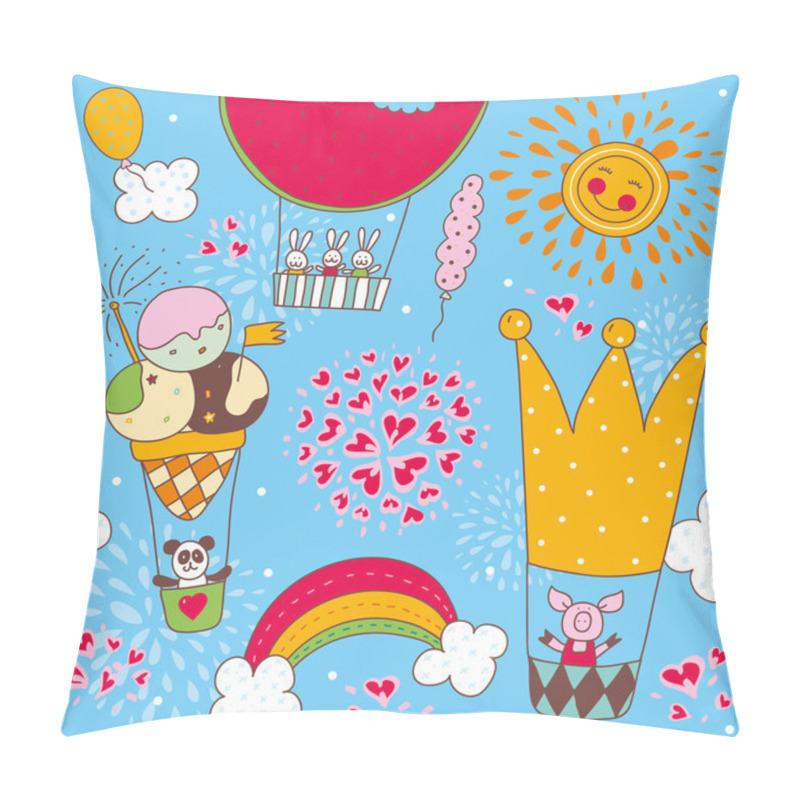 Personality  Cheerful Children's Pattern With Little Animals. Pillow Covers