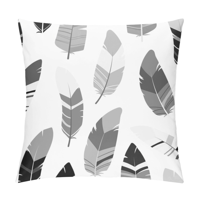 Personality  Seamless Feathers Pattern. Scandinavian Black And White Design Background Pillow Covers