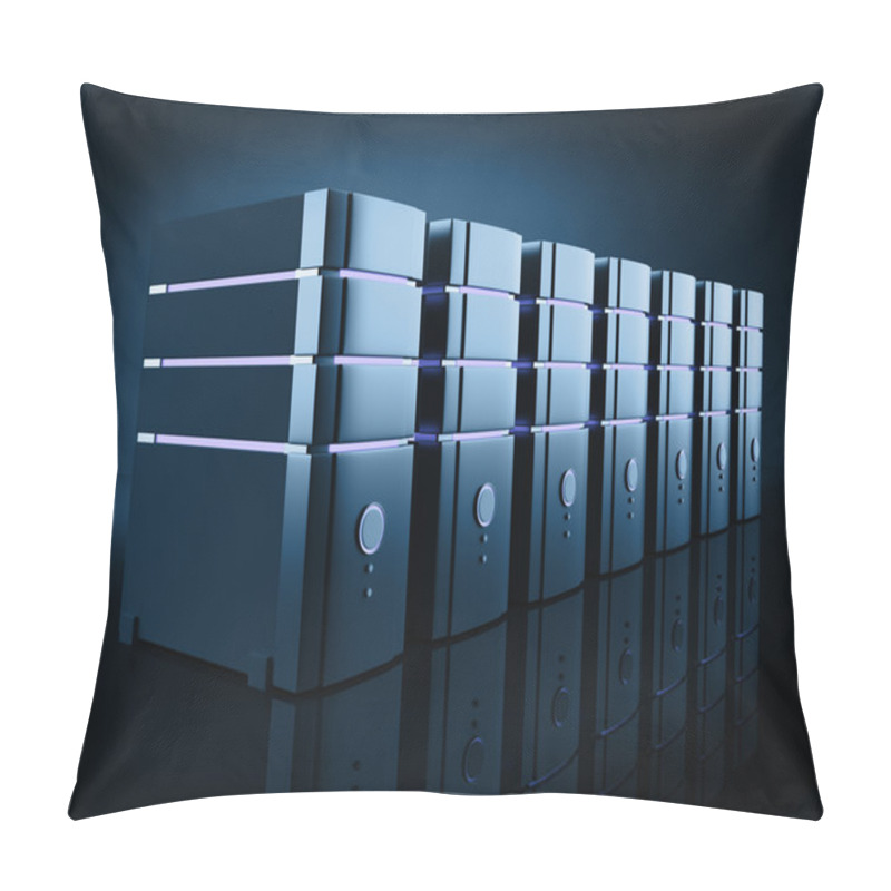 Personality  3D Server Farm Computer On Black Pillow Covers