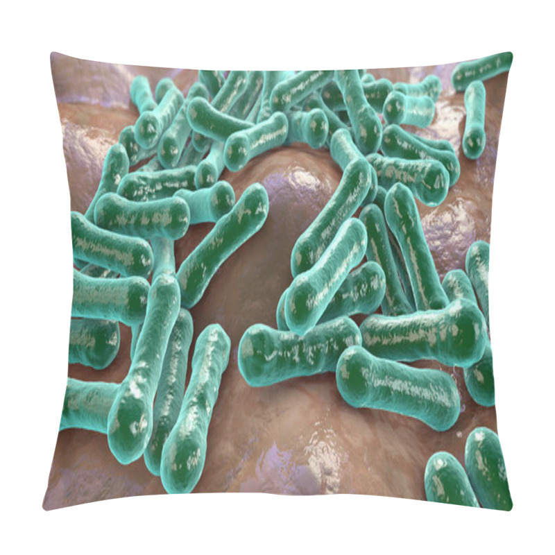 Personality  Bacteria Corynebacterium Diphtheriae, Gram-positive Rod-shaped Bacterium That Causes Respiratory Infection Diphtheria And Also Skin Lesions, 3D Illustration Pillow Covers