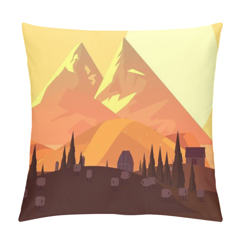 Personality  Sunset Evening Farmland Cartoon Landscape Pillow Covers