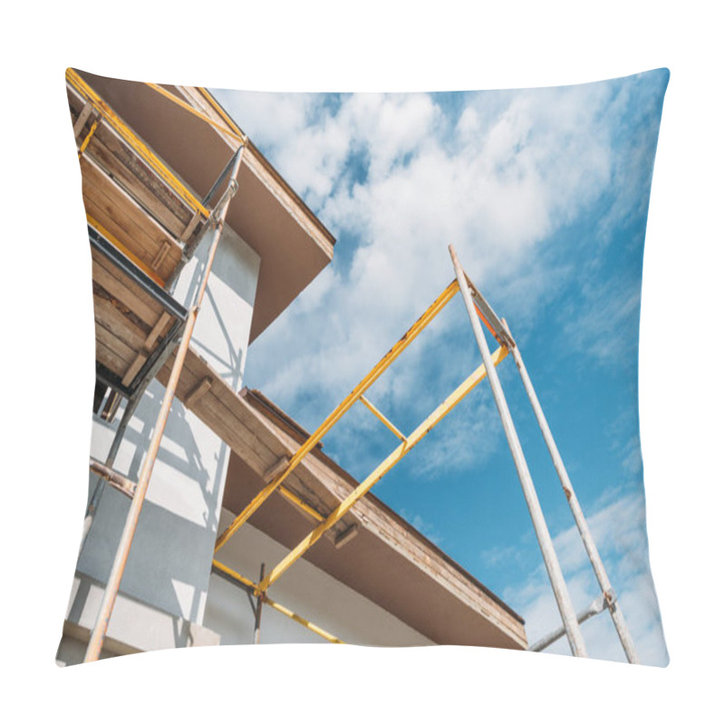 Personality  Bottom View Of Scaffolding Of Construction Site Of Modern Building Pillow Covers