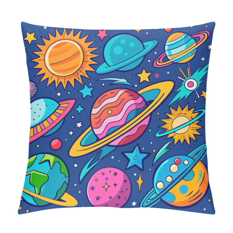 Personality  Set Of Hand Drawn Doodle Space Planets And Stars. Pillow Covers