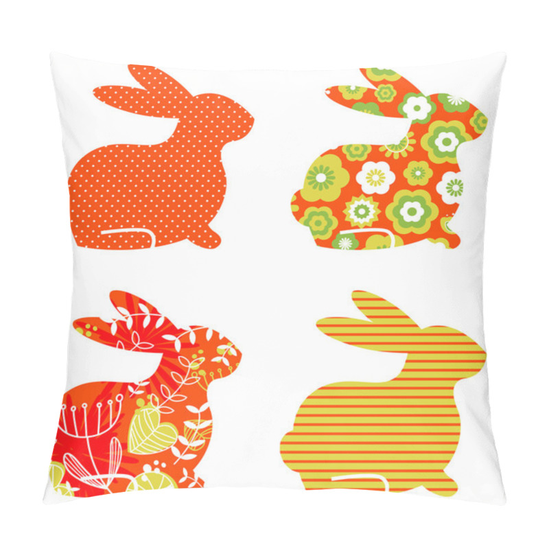 Personality  Abstract Floral Bunnies Set Isolated On White Pillow Covers