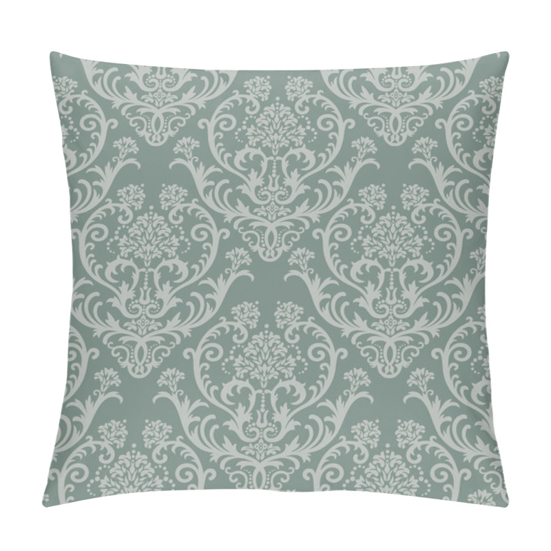 Personality  Seamless Green Floral Damask Wallpaper Pillow Covers