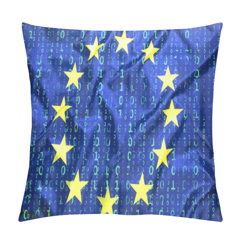 Personality  Binary Code With European Union Flag Pillow Covers