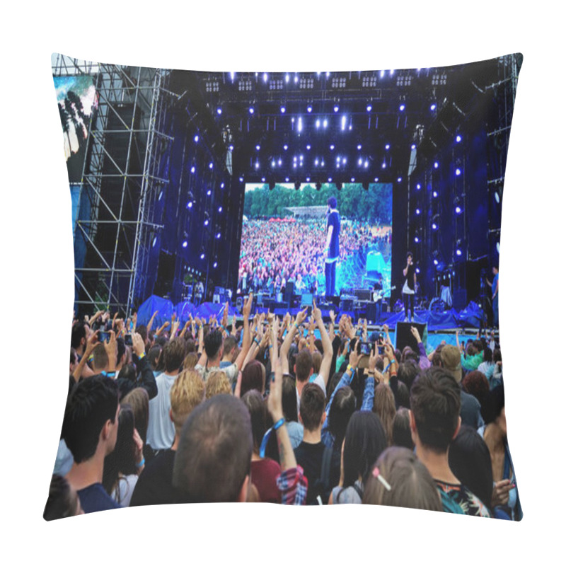 Personality  Crowd Enjoying Music At Concert Pillow Covers