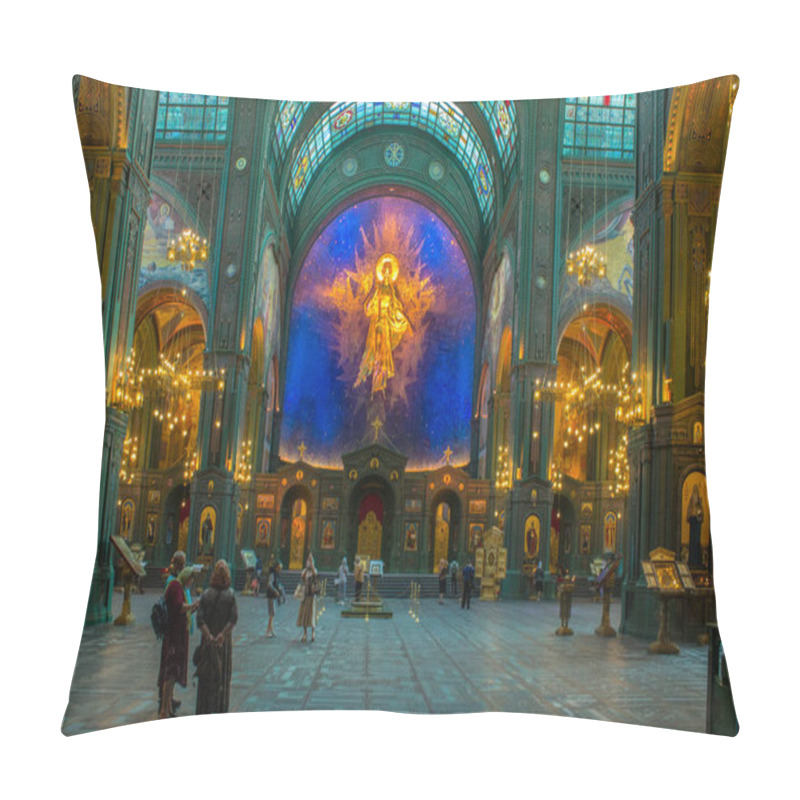 Personality  Multi-colored Richly Decorated Interior Of The Main Temple Of The Russian Armed Forces With Mosaics, Frescoes And Inlays In Kubinka Moscow Region Pillow Covers