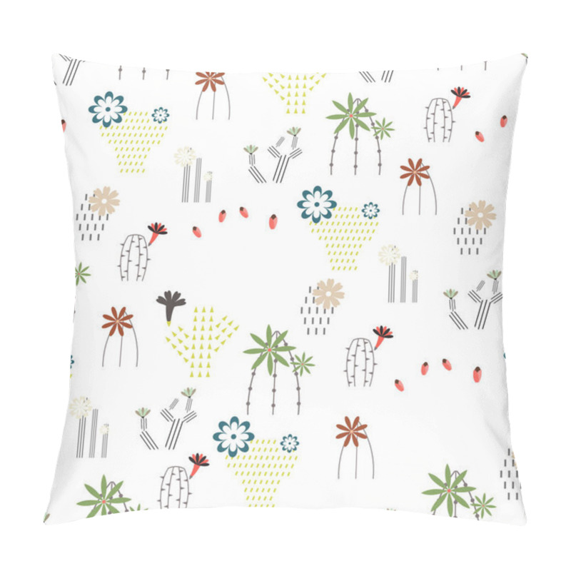 Personality  Seamless Pattern With Different Cactus And Succulents Pillow Covers