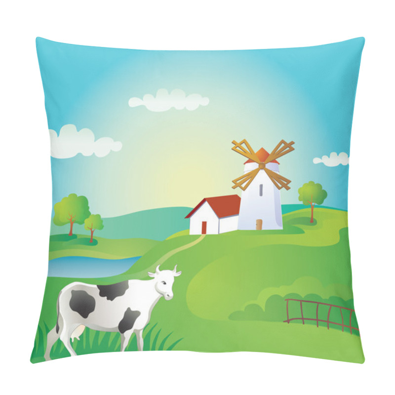 Personality  Rural Background With Cow Pillow Covers