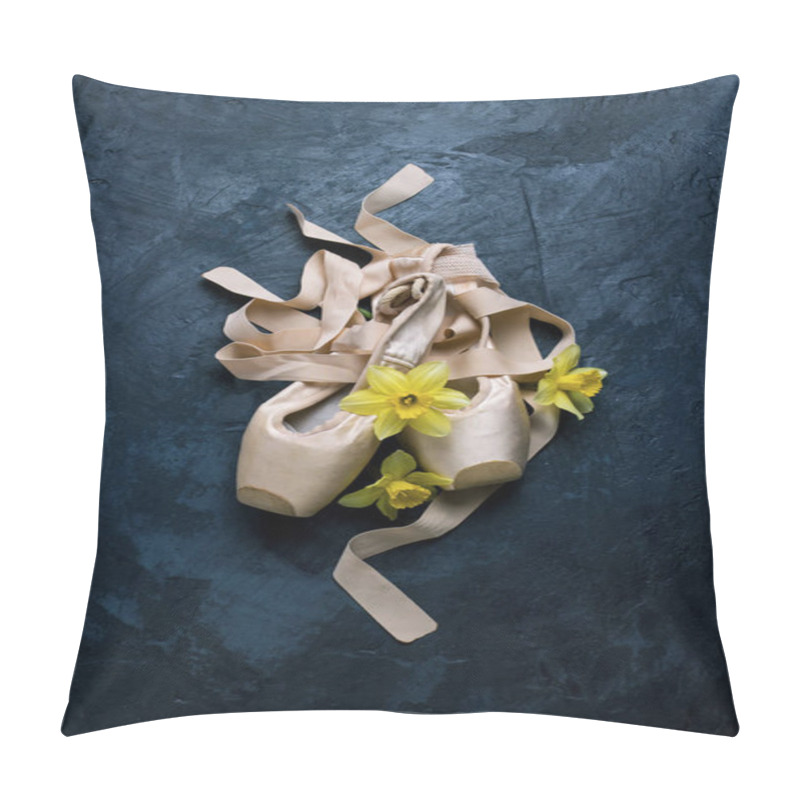 Personality  Ballerina Shoes, Pointe Shoes Without People On A Dark Backgroun Pillow Covers