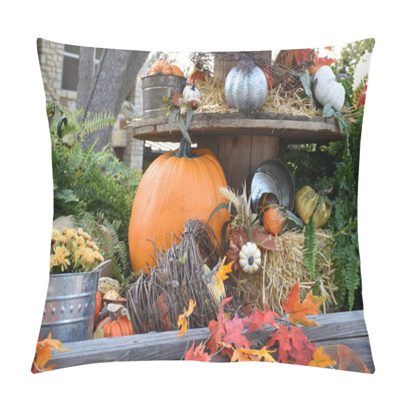 Personality  Harvest Festival, Autumn Flowers And Pumpkins, Decoration, Showcase. Fall Season. Halloween, Thanksgiving, Holidays Pillow Covers