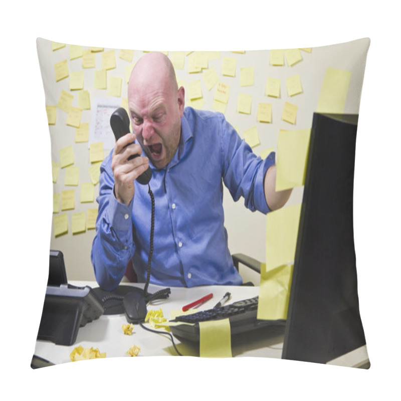 Personality  Angry Man Screaming In The Phone Pillow Covers