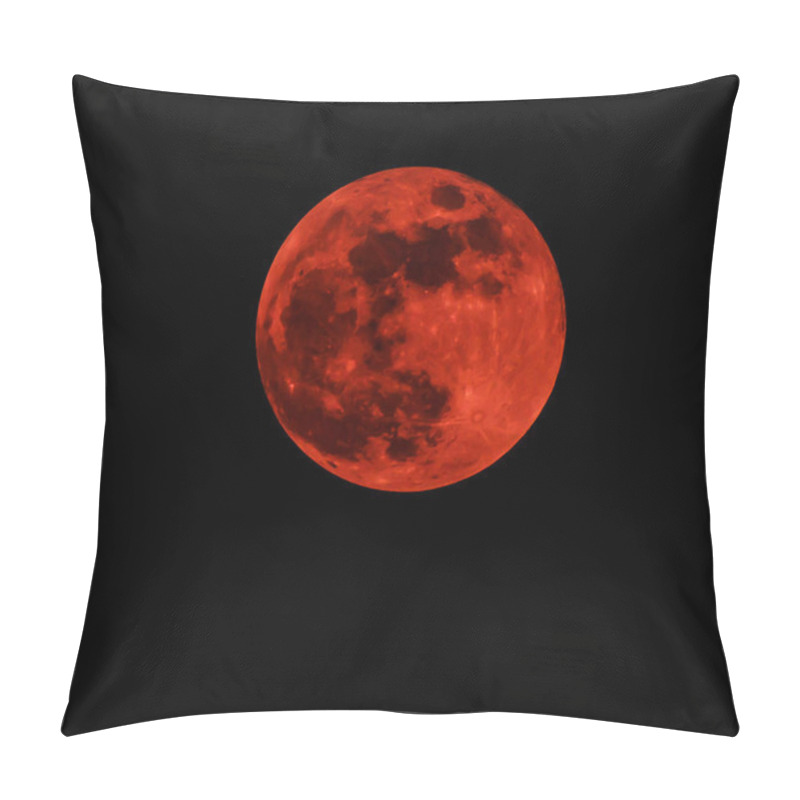 Personality  Red Moon Real / Full Blood Moon On Black Sky Dark Background - Selective Focus Pillow Covers