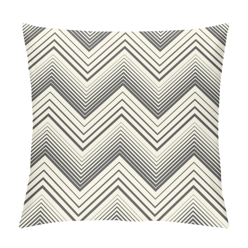 Personality  Seamless Zig Zag Pattern. Abstract Black And White Background. V Pillow Covers