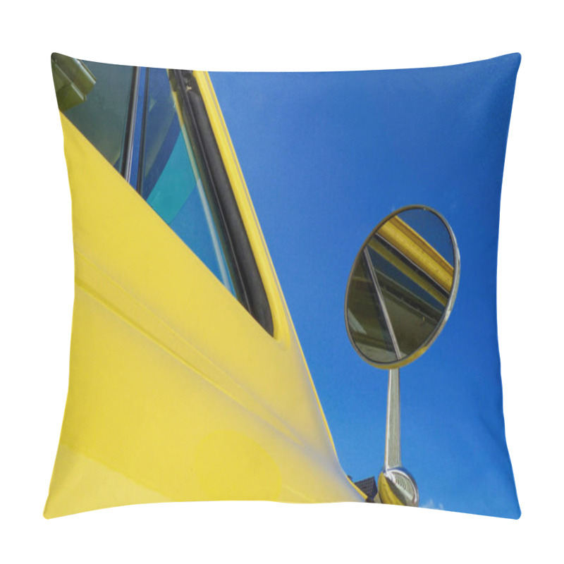 Personality  Detail Of A Yellow Pick-up Truck In Front Of A Blue Sky Pillow Covers