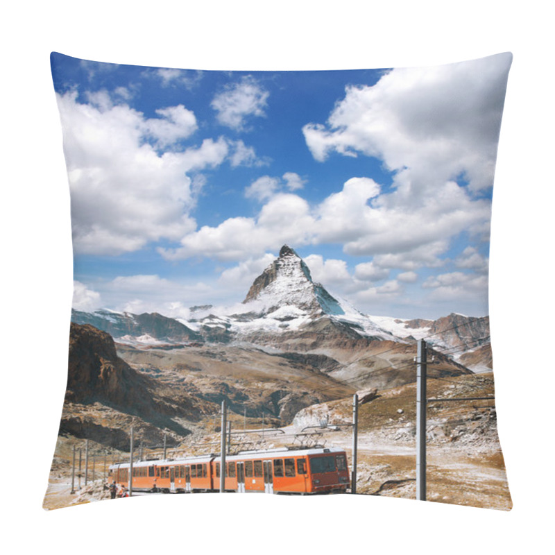 Personality  Matterhorn Peak With A Train In Swiss Alps, Switzerland Pillow Covers