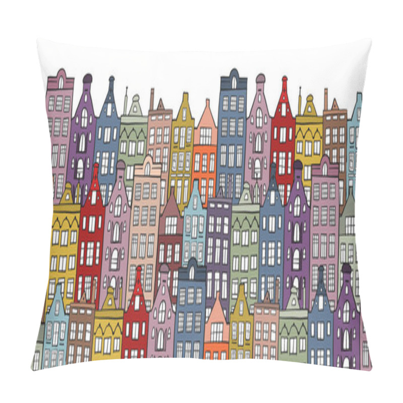 Personality  Architectural Cityscape Background. Seamless Pattern For Your Design Pillow Covers