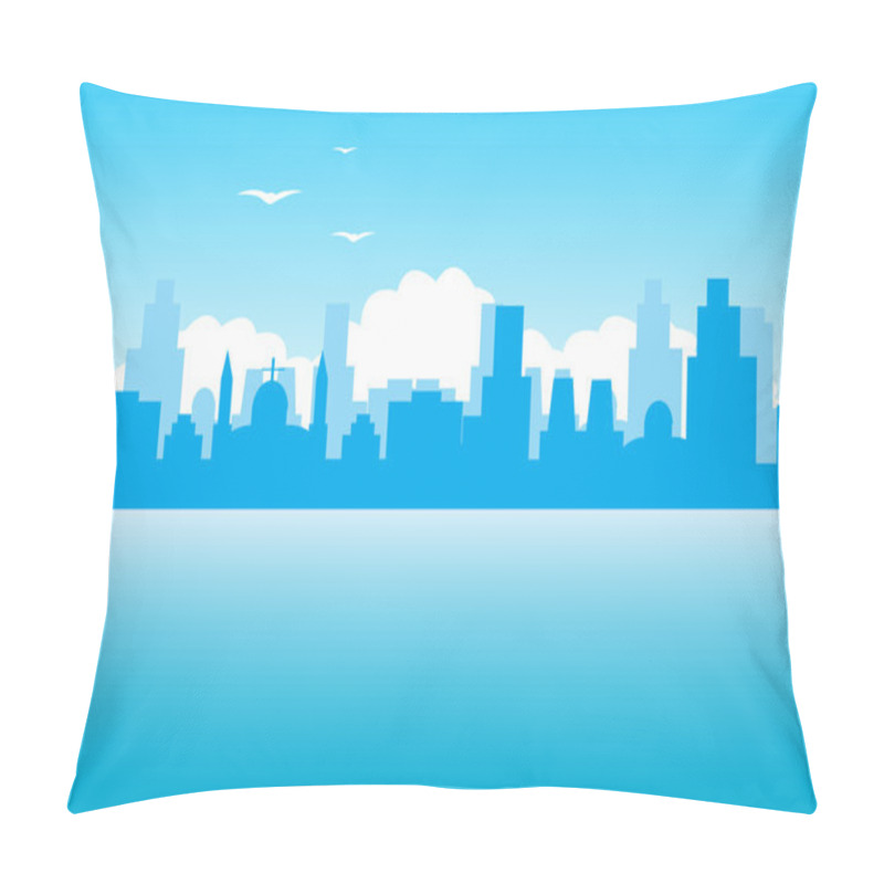 Personality  Silhouette Of The City On Seaside Pillow Covers