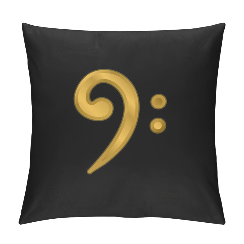 Personality  Bass Clef Gold Plated Metalic Icon Or Logo Vector Pillow Covers