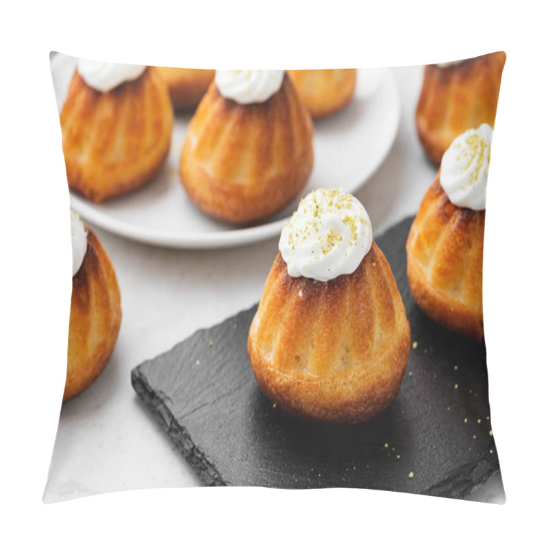 Personality  Homemade Dessert Rum Baba Decorated With Whipped Cream. Pillow Covers