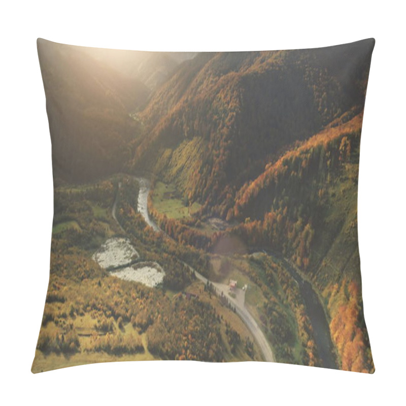 Personality  Aerial View Of Beautiful Autumn Mountain Landscape Pillow Covers