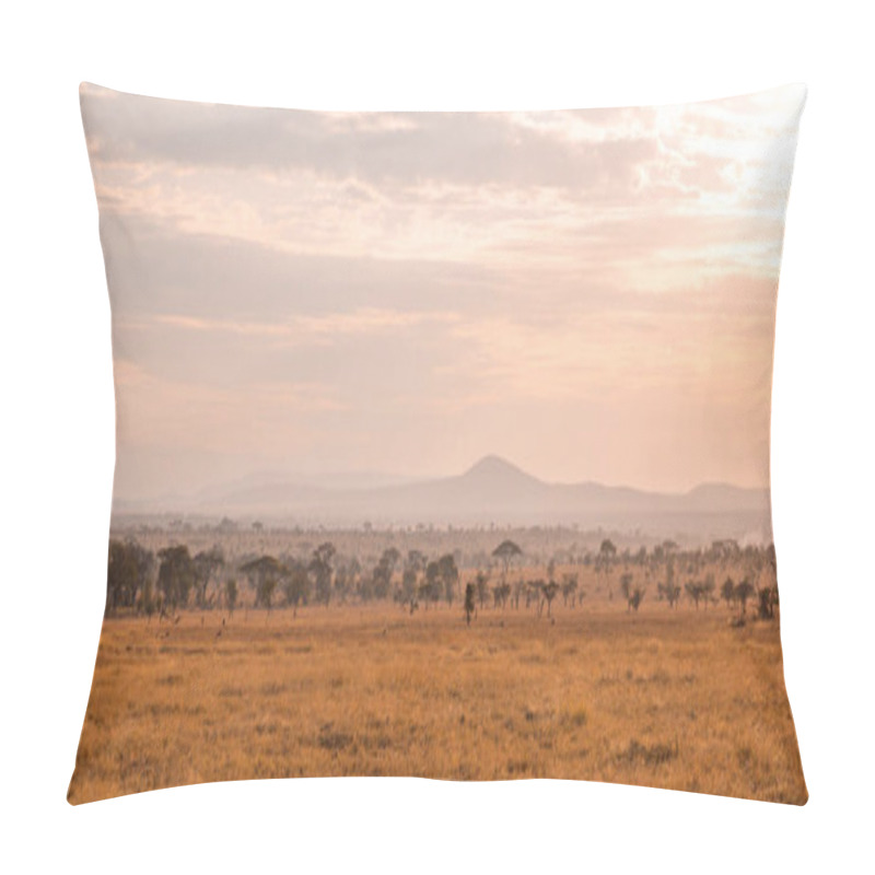 Personality  Game Drive With Safari Car In Serengeti National Park In Beautiful Landscape Scenery, Tanzania, Africa Pillow Covers