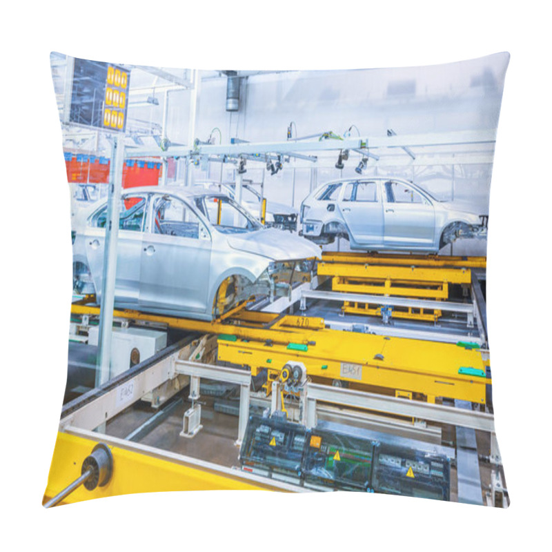 Personality  Assembling Cars On Conveyor Line Pillow Covers