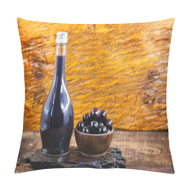 Personality  Jabuticaba Liqueur, Fruit Of Jabuticabeira, A Brazilian Fruit Tree. Common Alcoholic Drink In Brazil, Brazilian Alcoholic Drink. Gastronomic Tourism. Pillow Covers