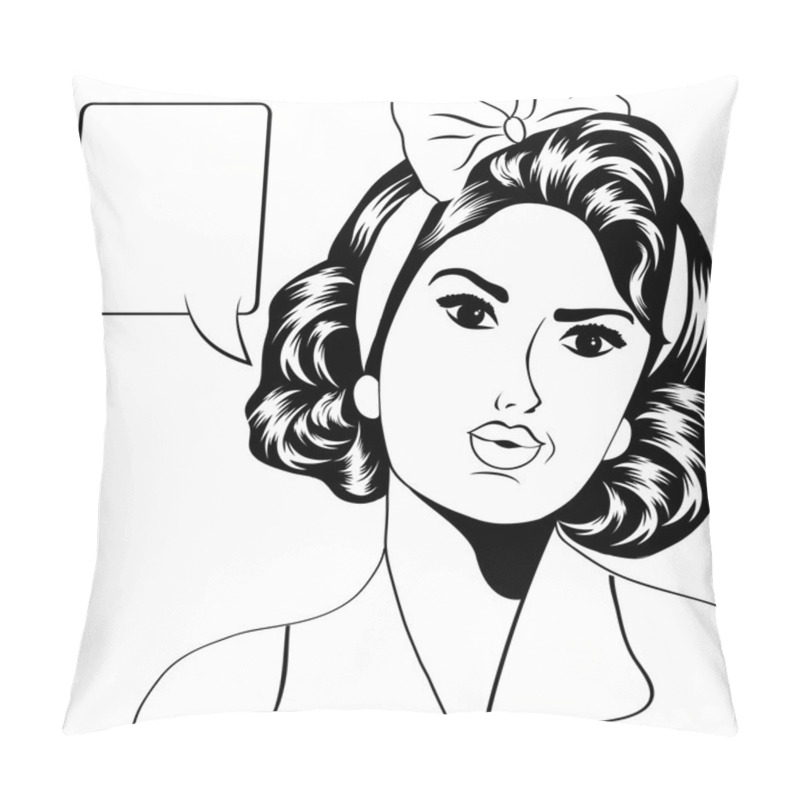 Personality  Cute Retro Woman In Comics Style Pillow Covers