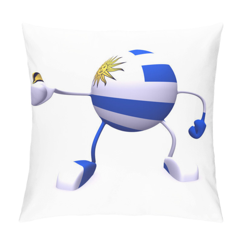 Personality  Yes And Uruguay Flag On Character On White Background Pillow Covers