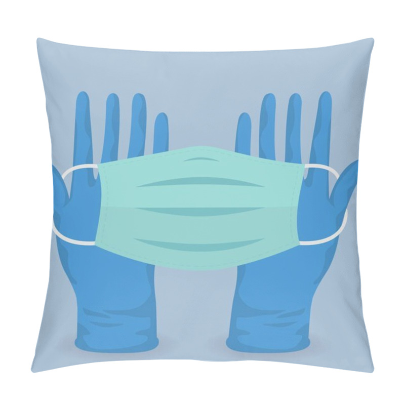 Personality  Gloves Holding A Disposable Face Mask. Coronavirus Prevention. Pillow Covers