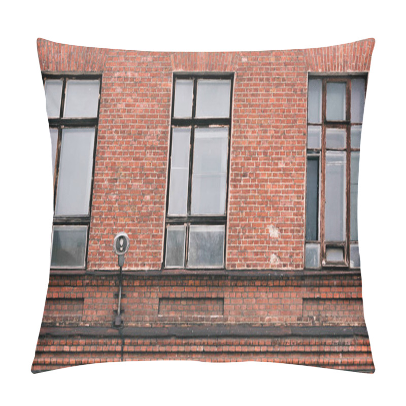 Personality  Fragment Of The Facade Of An Old Brick Building. High Windows And Textured Materials Pillow Covers