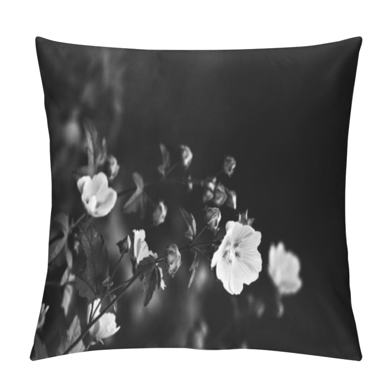 Personality  Beautiful And Simple Black And White Background Of Plants And Flowers Pillow Covers