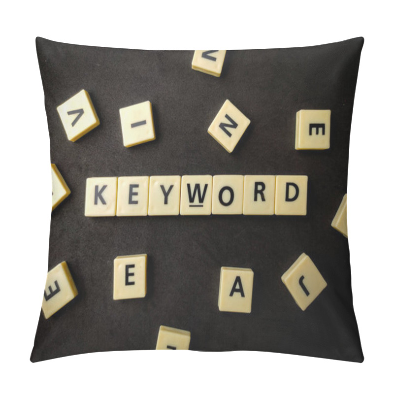 Personality  Top View Toys Word With Text KEYWORD On A Black Background. Pillow Covers