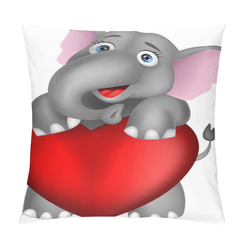 Personality  Elephant With Red Heart Pillow Covers