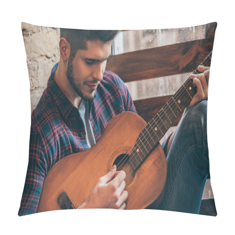 Personality  Man With Acoustic Guitar Pillow Covers