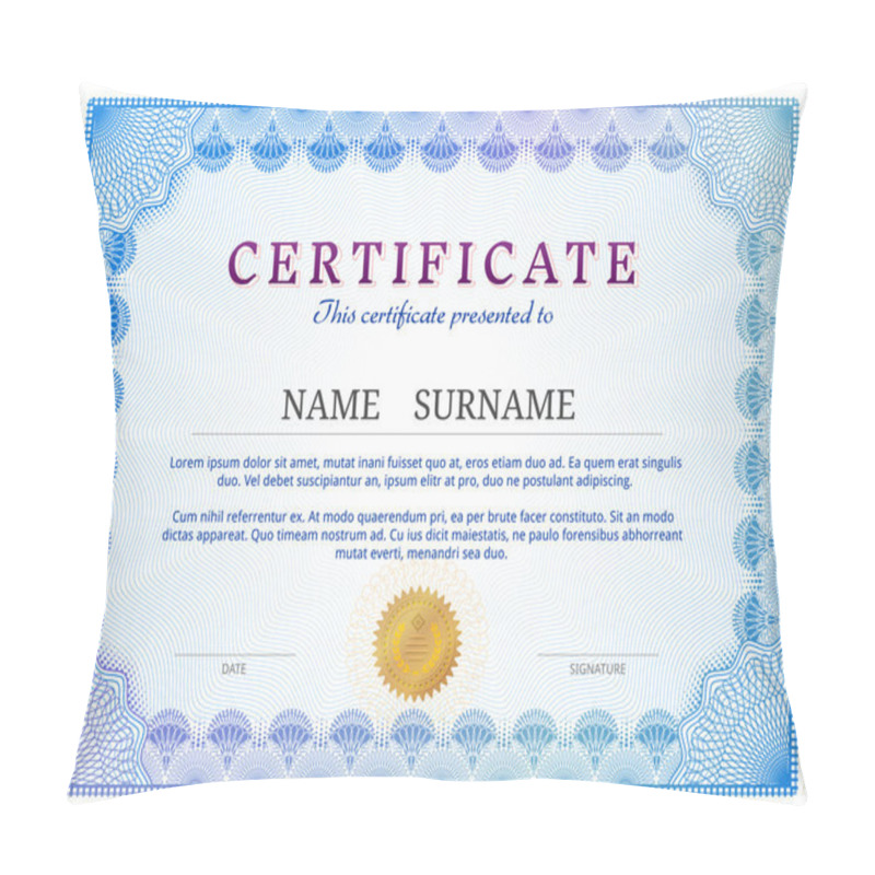 Personality  Certificate Template With Guilloche Elements Pillow Covers